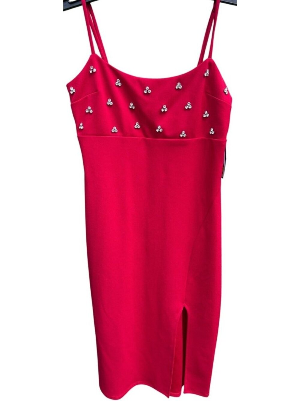 City Studio Size 5/6 Red Sleeveless Rhinestone Embellished Bodycon Dress
